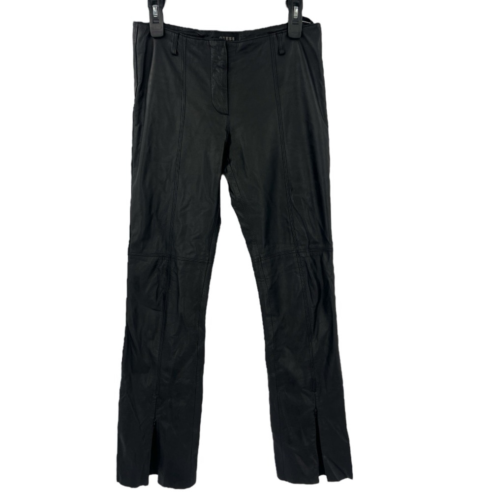 Guess Vintage Y2K Black Leather Bikercore Boot Pants Size 4